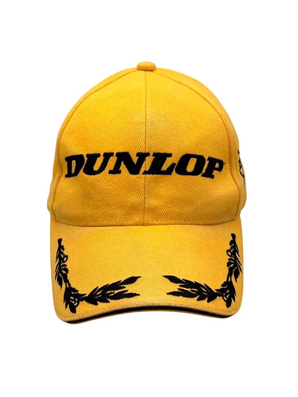Dunlop Racing Tire Yellow Cotton Adjustable Baseball Cap Black Laurel Embroidery